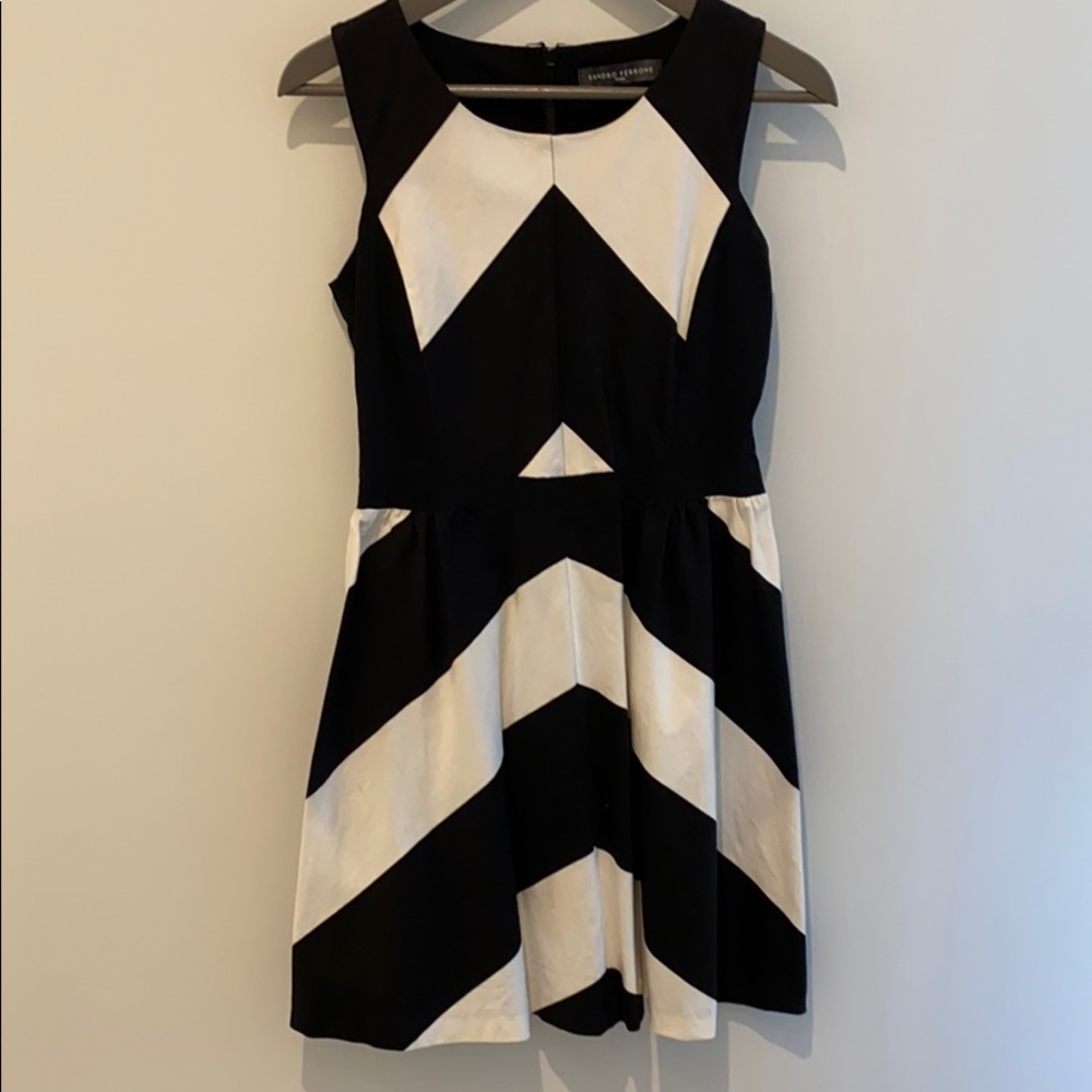 Black and white chevron mini dress